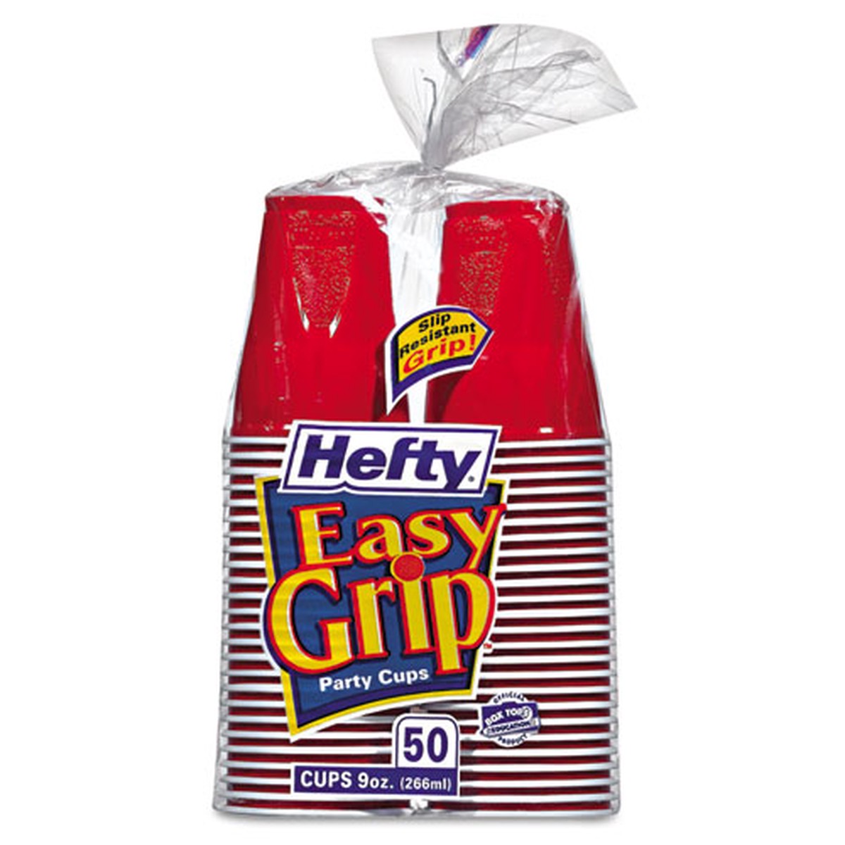 Easy Grip Disposable Plastic Party Cups, 9 Oz, Red, 50/pack